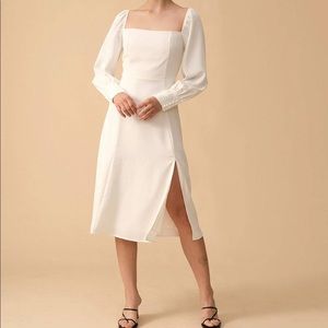 BRAND NEW!! Womens Square Neck Long Sleeve Slit Midi Dress